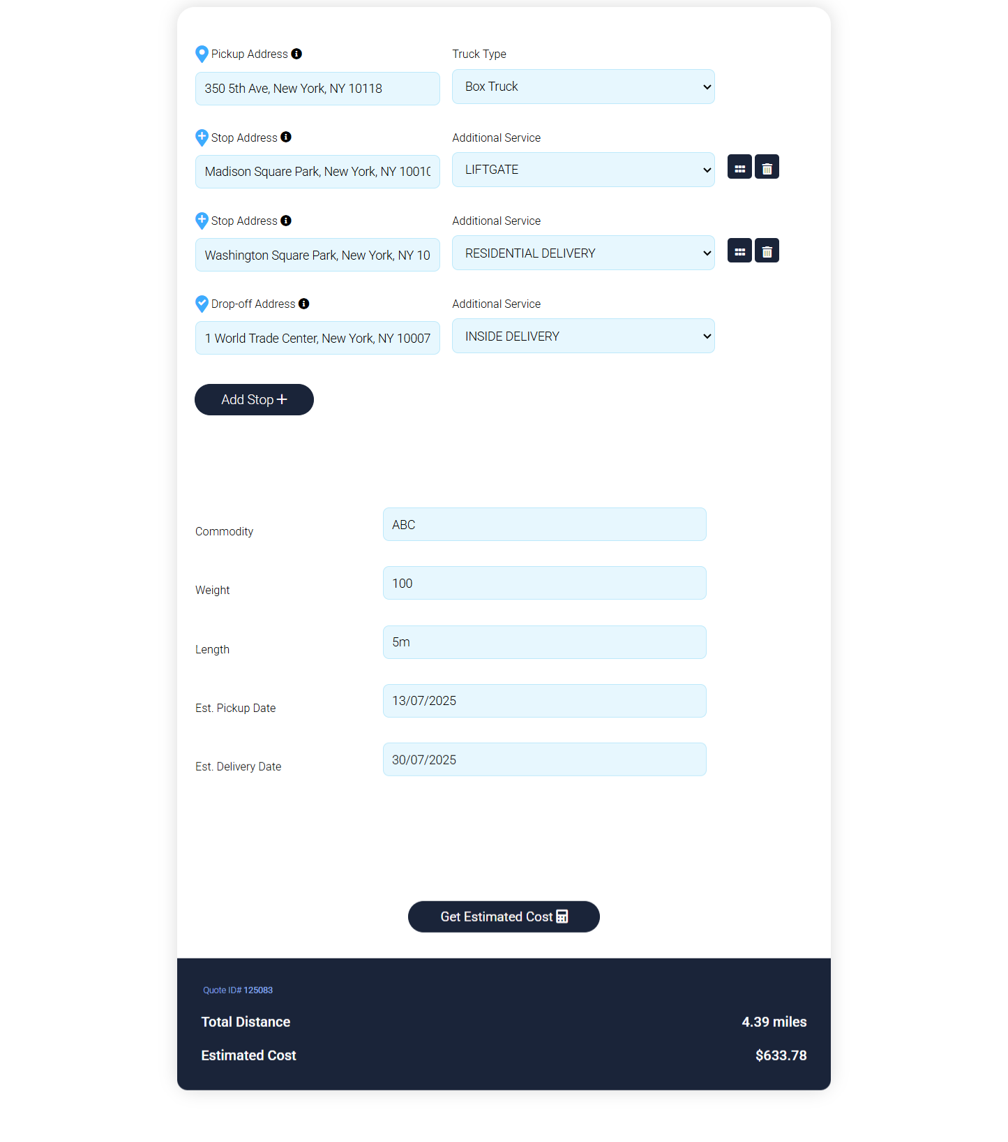 Shipping Cost Calculator Image